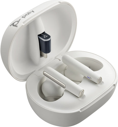 POLY Voyager Free 60+ UC White Sand Earbuds +BT700 USB-C Adapter +Touchscreen Charge Case POLY Voyager Free 60+ UC White Sand Earbuds +BT700 USB-C Adapter +Touchscreen Charge Case